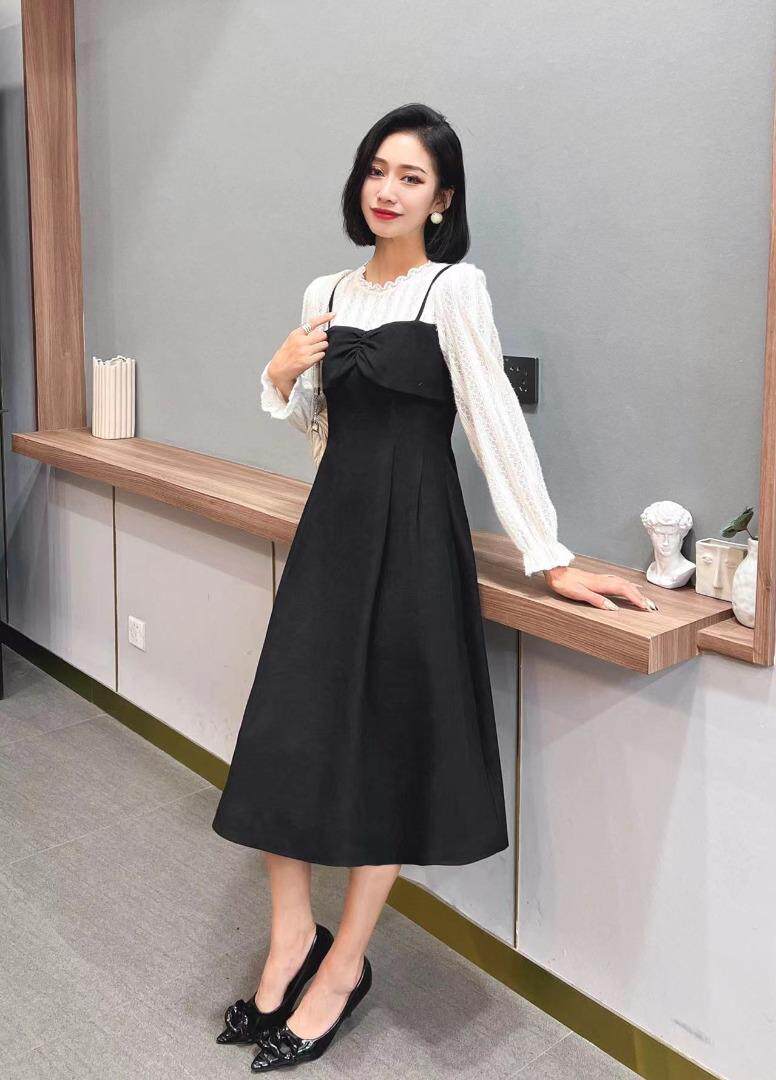 [现货]假两件套拼接连衣裙，三色、三码，女装连衣裙，依柏璐(1F)