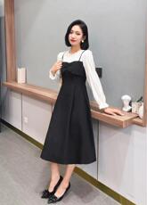 [现货]假两件套拼接连衣裙，三色、三码，女装连衣裙，依柏璐(1F)