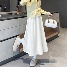 法式通勤松紧腰裙子醋酸羊毛毛呢大摆气质伞裙女秋冬新身裙，女装半身裙，云美莎专业女裤-全店现货