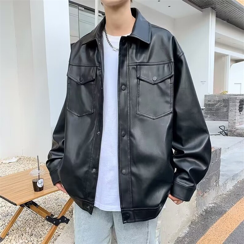 轻熟风免烫机车工装PU皮夹克痞帅高级感bf风外套Y1019-P65网络图,女装皮衣,电商B245