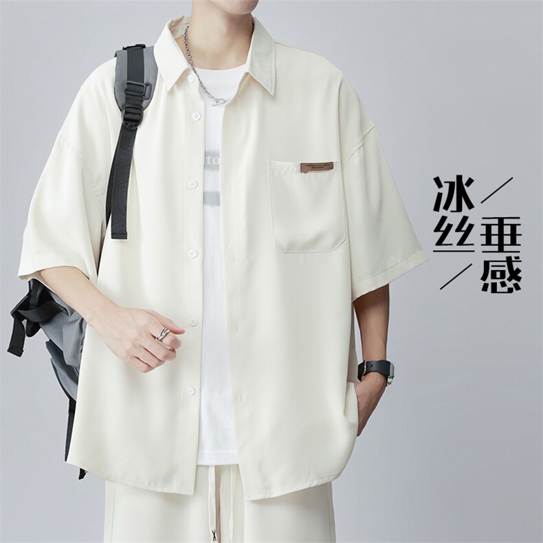 特批P30无差价夏冰丝短袖男透气薄款垂感衬衫CD865套装货号TZ053图片