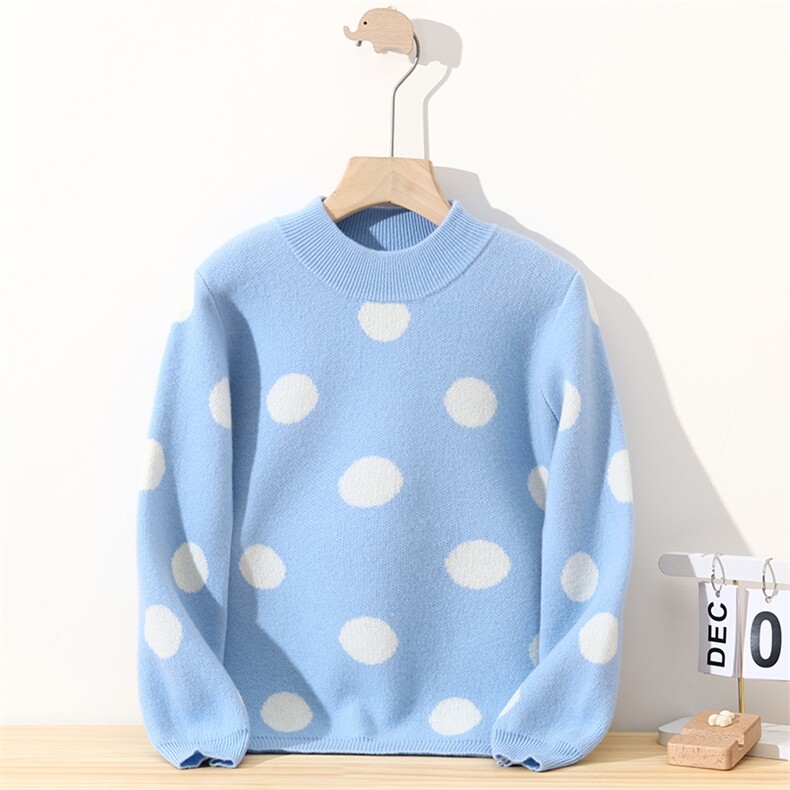 新款四平圆点长袖，童装儿童羊毛衫，冰晶童装