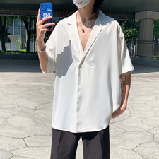 夏季西装外套男短袖韩版潮2023新款上衣ins宽松个性衬衫W2672-P30图片