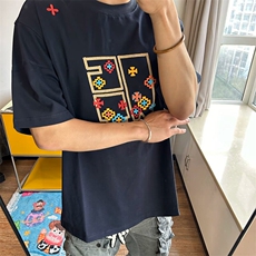 万针全刺绣工艺高品质260克双纱纯棉美式高街短袖T恤特P33，男装T恤，电商A486
