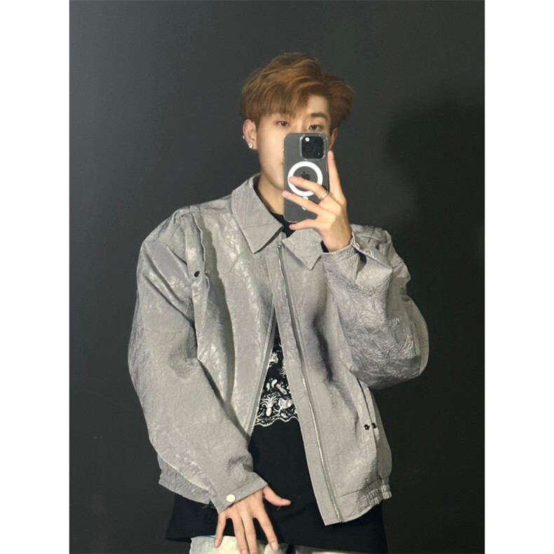 【有货】cleanfit短款褶皱外套男款春秋高级感痞帅夹克W186LL-P72,男装夹克,星座1007（原301D）