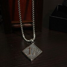 礼盒装个性时尚男热卖欧美复古1%er方形吊牌钛钢吊坠项链，项链，星座510A-1