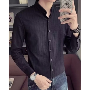 提花衬衫男士长袖秋冬季修身商务男士免烫休闲衬衣服衬衫 C2042图片