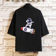 HF59158-P40风汉服男开衫外套七分袖道袍砖墙挂拍，男装民族服装，电商A040A