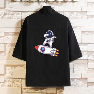 HF59158-P40风汉服男开衫外套七分袖道袍 砖墙挂拍图片