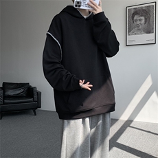 WY10155-特P48控88新款连帽贝壳绣花麦穗提花大码男宽松情侣卫衣，男装卫衣，电商A059