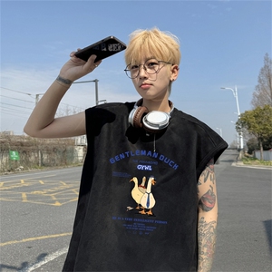 麂皮绒背心坎肩男T恤美式港风潮JB453-特P19控38图片