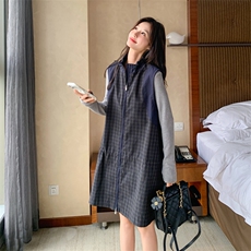 新品大货好数据格子无袖连衣裙+T套装6837-P195控318，女装套装/套裙，2C196