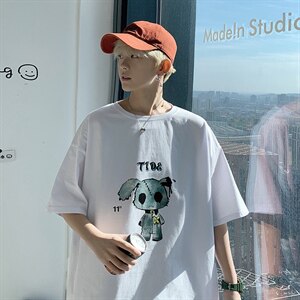纯棉！2021春夏新款男士百搭短袖T恤潮流圆领半袖体恤T2110P20图片