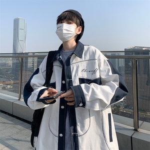 美式高街秋季新款拼接工装夹克男ins潮牌宽松刺绣外套潮WT572-P46图片