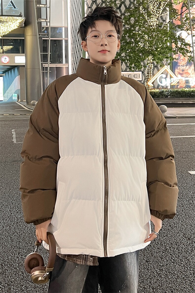 88拼接色棉衣拉链撞色棉袄男女生情侣立领A177-M718-P48,男装棉衣,电商A177