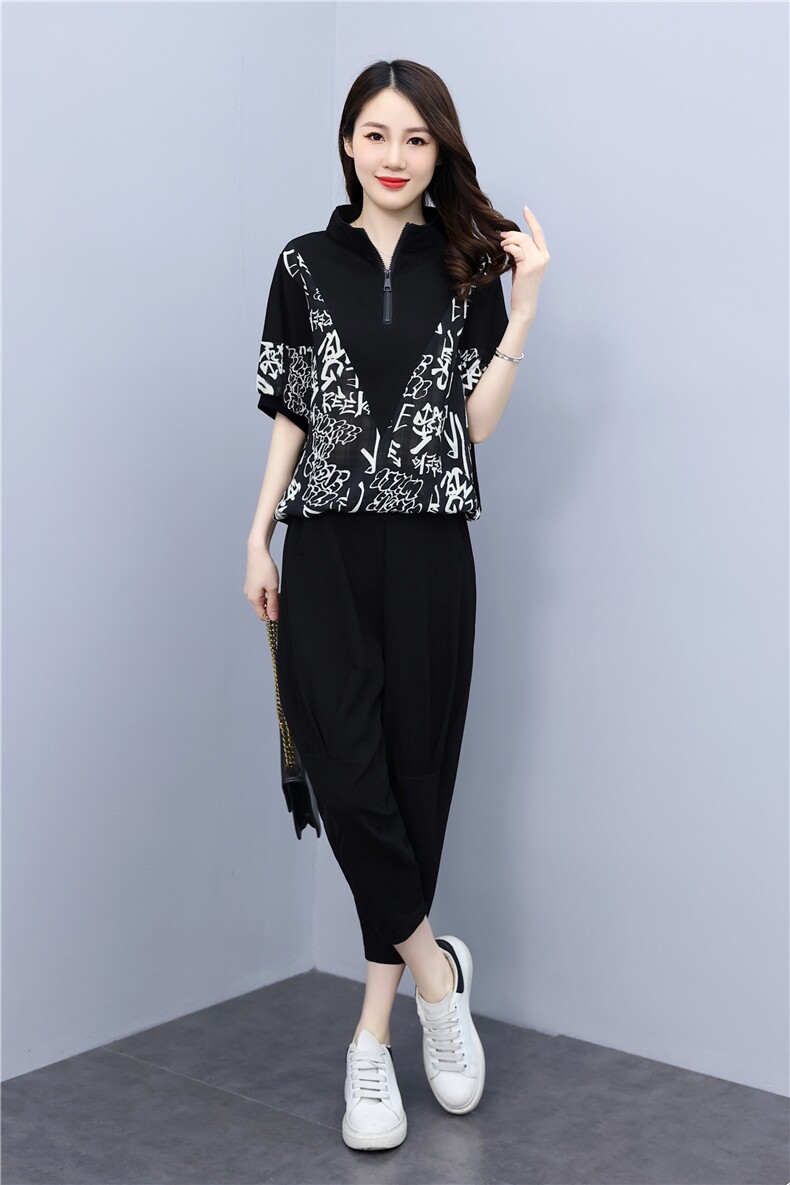 休闲套装女士2022夏季新款韩版宽松减龄大码显瘦时尚两件套,女装套装/套裙,魅影