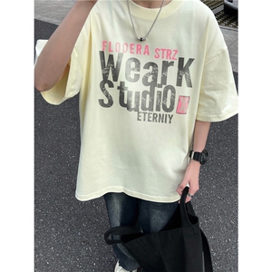 重磅美式高街印花纯棉大码宽松休闲短袖T恤T2510-P25控38