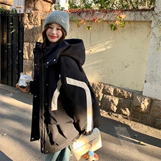 黑白撞色冲锋衣外套女2025春季新款韩版宽松休闲连帽情侣派克服潮，女装羽绒服，2C037
