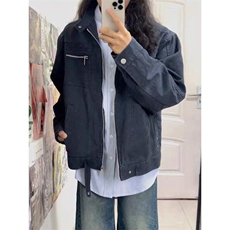 水洗牛仔外套男秋冬款美式复古立领工装哈灵顿夹克LJK89688-p78，男装夹克，星座1008