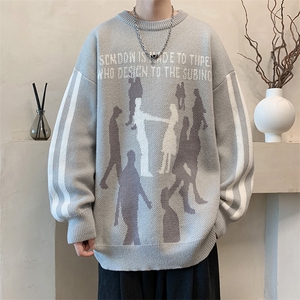 M180/P65新款个性设计感毛衣百搭潮流打底衫男士圆领针织衫外套图片
