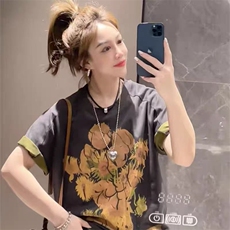 梵高向日葵双织透色T恤百搭简约，女装T恤，湘姗