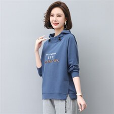 2022年秋季新款刺绣卫衣女连帽衫韩版休闲百搭长袖上衣服女棉，女装卫衣/绒衫，忆绮罗