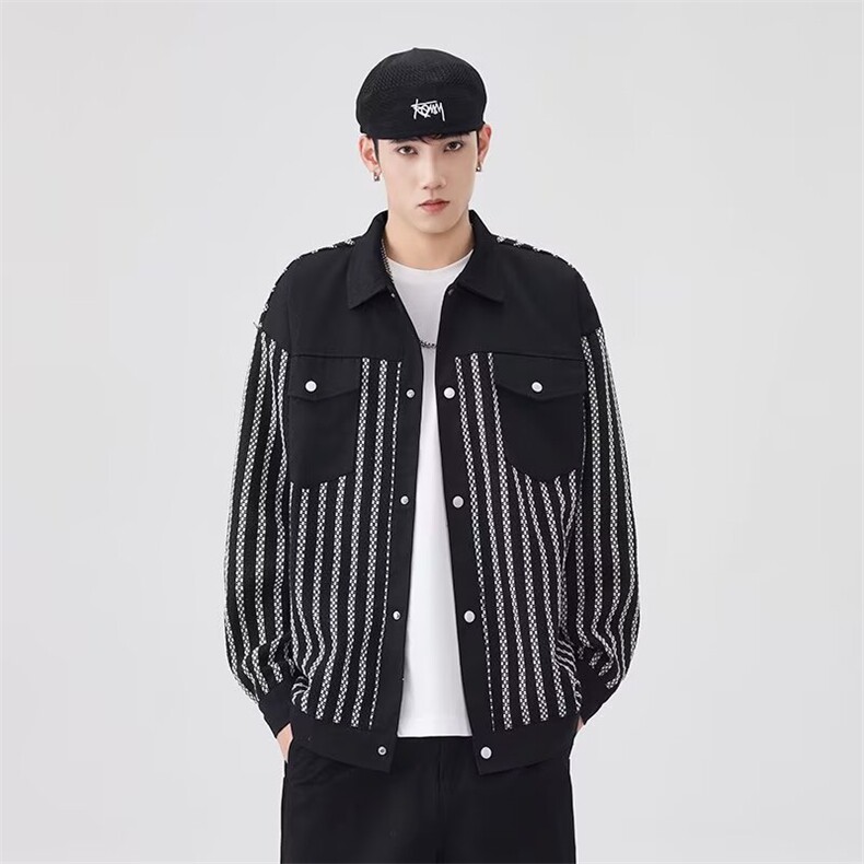 男士夹克春秋季宽松潮流翻领外套青年痞帅夹克衫上衣服5144 P72图片