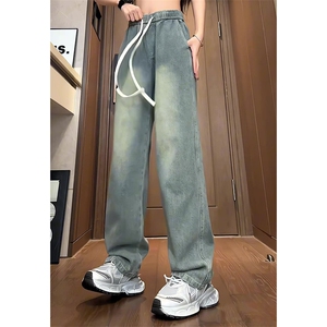 有货（自家图）港风星空纹牛仔裤男女春夏阔腿裤子 K1310批55控68图片