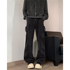 2025春季新款复古弯刀痞帅牛仔裤显瘦设计感街头现货K8278-P45，男装牛仔裤，星座512-3
