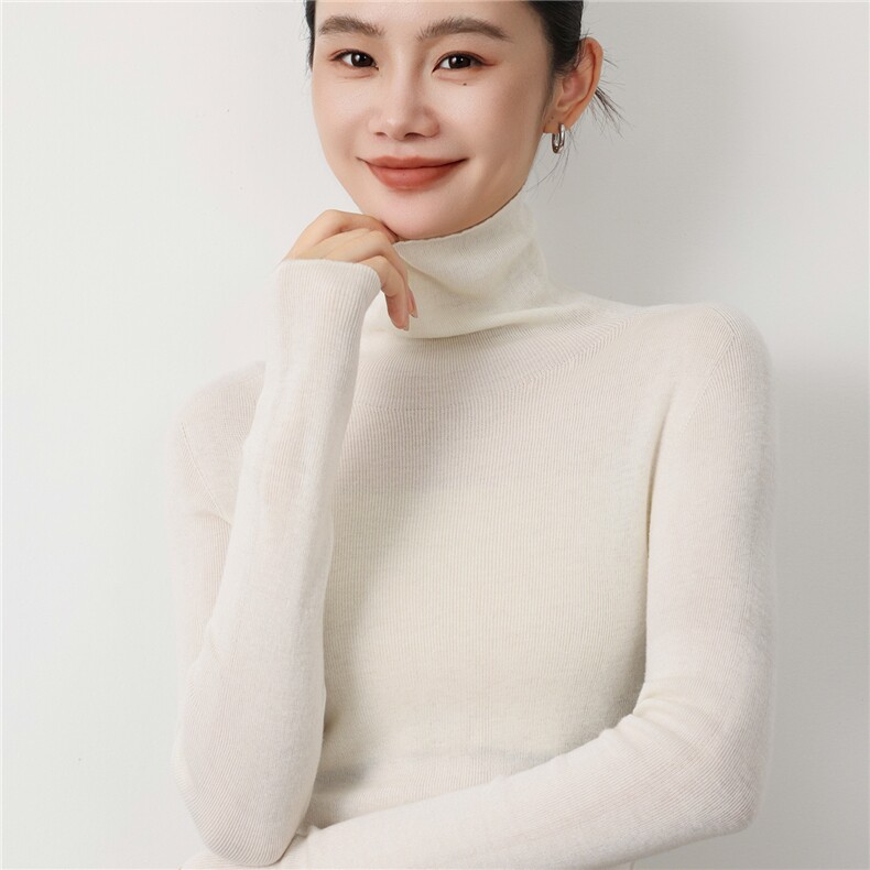2025年秋季新款十八针一线堆堆领羊毛衫时尚休闲通勤百搭,女装羊毛衫,戎洋
