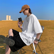 109-T2309-P45立体贴袋240克纯棉宽松新款T恤，男装T恤，星座109