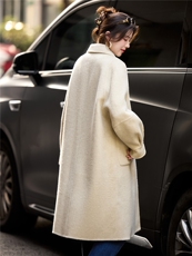 2025年冬季中长款高端羊毛呢子大衣双面羊绒毛呢外套，女装双面呢大衣，简韵佳