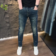 潮流男牛仔裤子修身百搭弹力时尚小脚裤休闲水洗印花男裤秋冬新款，女装休闲裤，星座1210-1