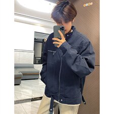 26春装高品质老钱风立领夹克外套男女美式潮牌拉链工装风宽松上衣，男装夹克，电商A486