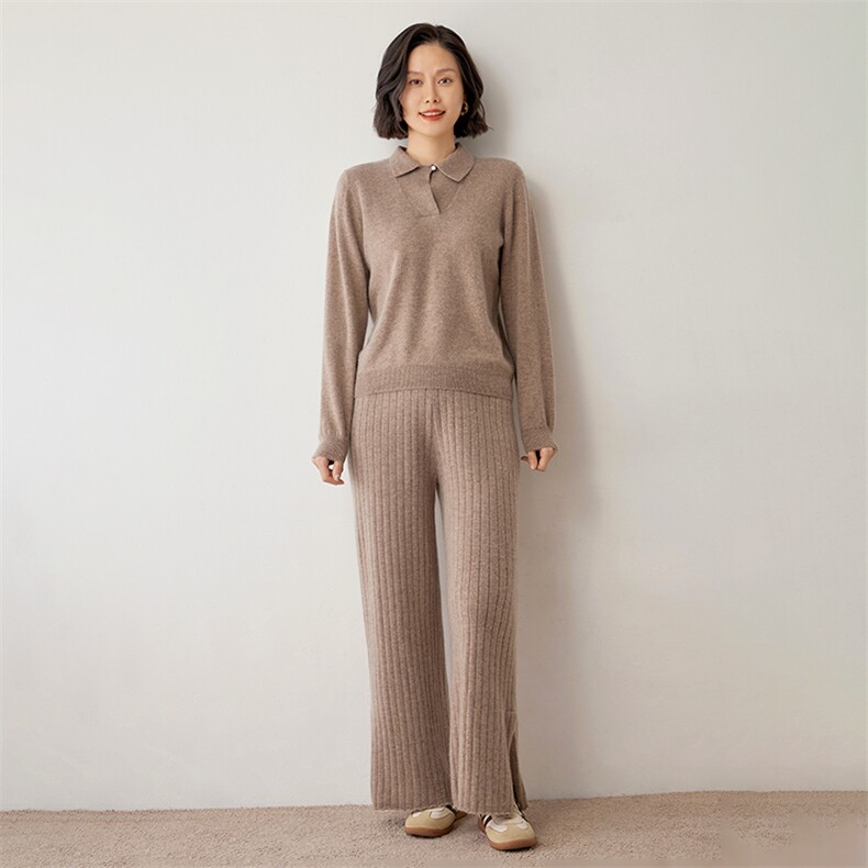 阔腿裤时尚气质纯色简约百搭潮流显瘦秋冬羊绒裤，女装休闲裤，雪山红莲