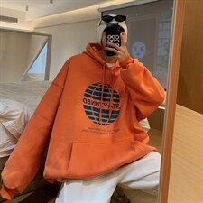 秋季青少年套头宽松印花休闲风格连帽卫衣D2118/45，男装卫衣，电商C413
