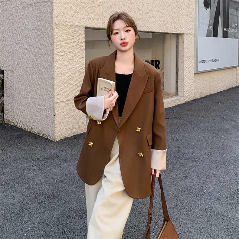 2025秋装现货设计感袖口撞色西装2C090-1835-P145-K208,女装西装,2C090