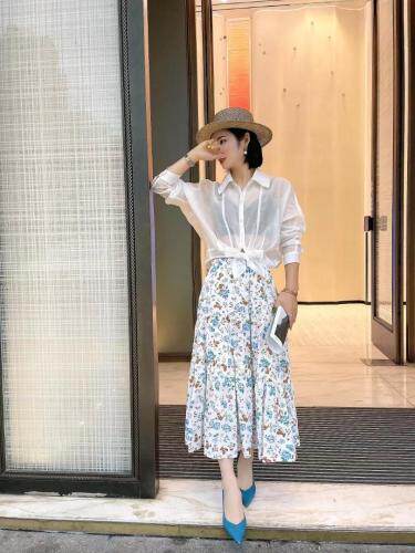 2021夏碎花防晒套图片