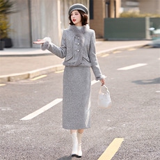 小香风羽绒服套装女白鸭绒加厚保暖狐狸毛拼接短款外套冬，女装套装/套裙，衣之秀