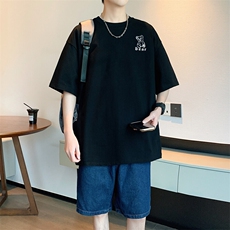 抖音得物供货特价T恤200克纯棉硅胶小熊印花A158-T2550-P15，男装T恤，电商A158