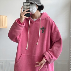 加绒新款港风宽松连帽套头卫衣X5675-常规P70控88-加绒P80控98，男装卫衣，电商A061-1