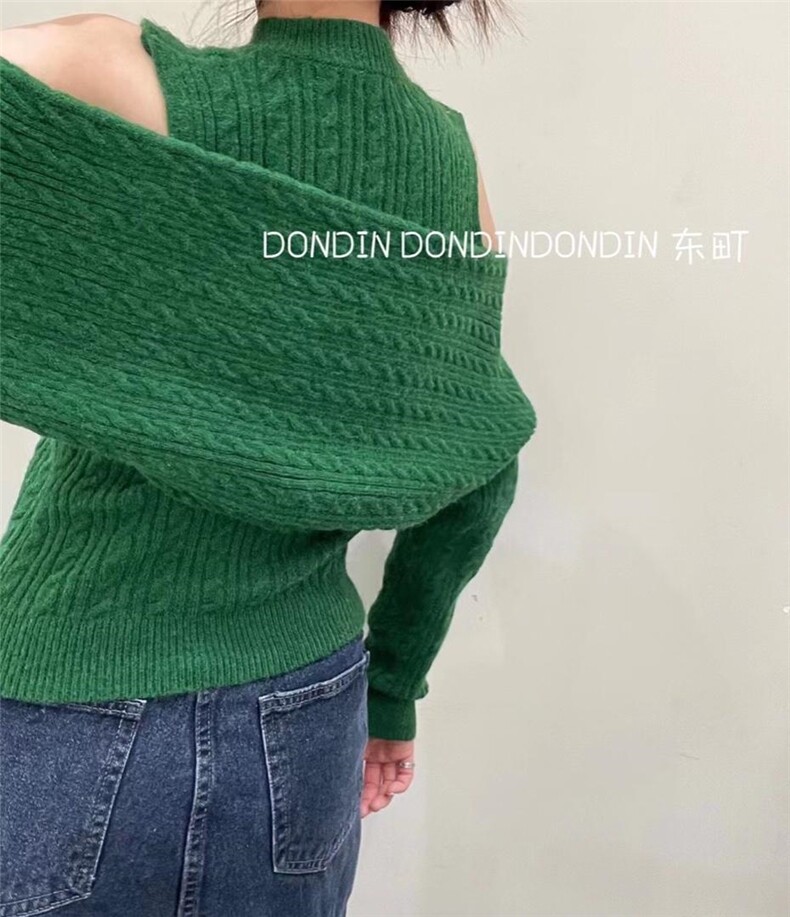 现货 花纹围脖披肩两件套毛衣，女装针织衫/毛衣，东町