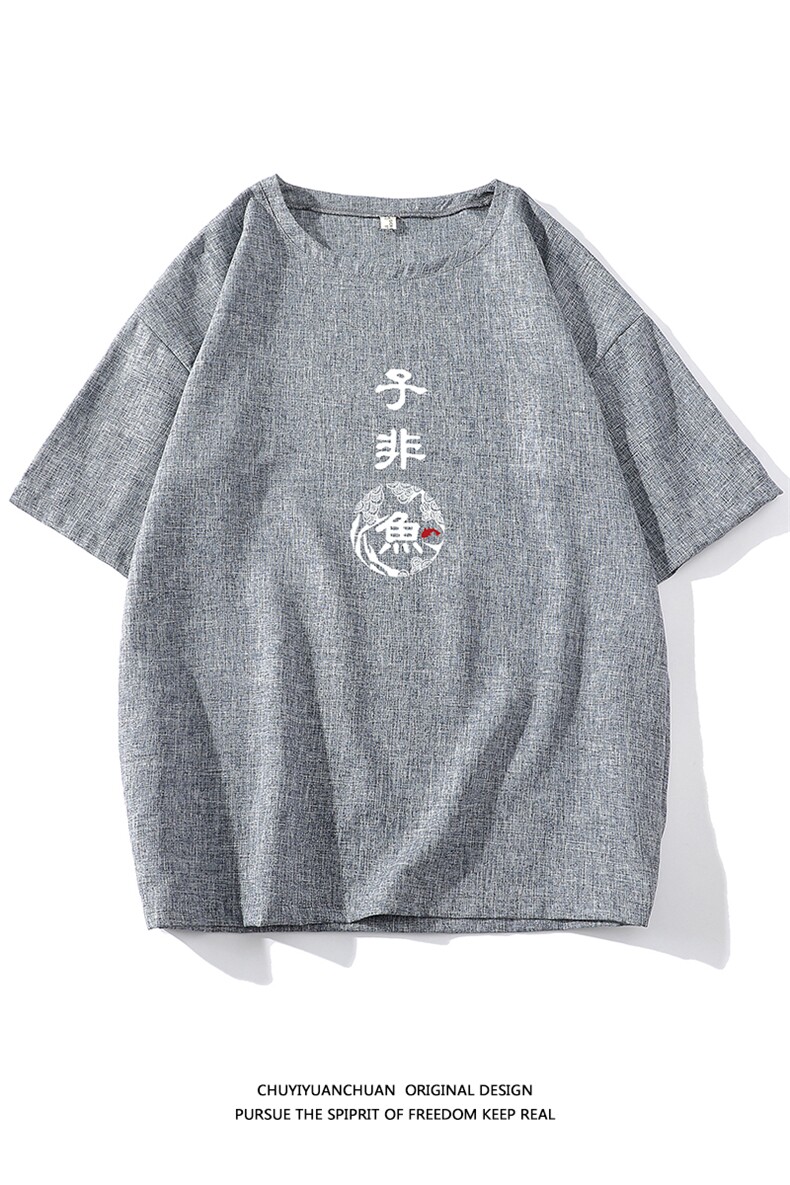 风复古亚麻短袖男棉麻t恤男半袖ZT71070-P35,男装T恤,电商A040A