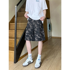 夏季复古迷彩工装宽松阔腿直筒五分休闲短裤男K5916-特P35控59，男装牛仔裤，星座205