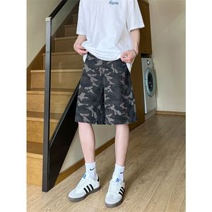夏季复古迷彩工装宽松阔腿直筒五分休闲短裤男 K5916-特P35 控59图片