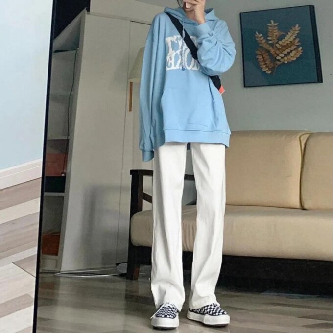 1506A/GY4780/P38时尚百搭显瘦高级感白色牛仔裤女气质阔腿裤，男装牛仔裤，星座1506A