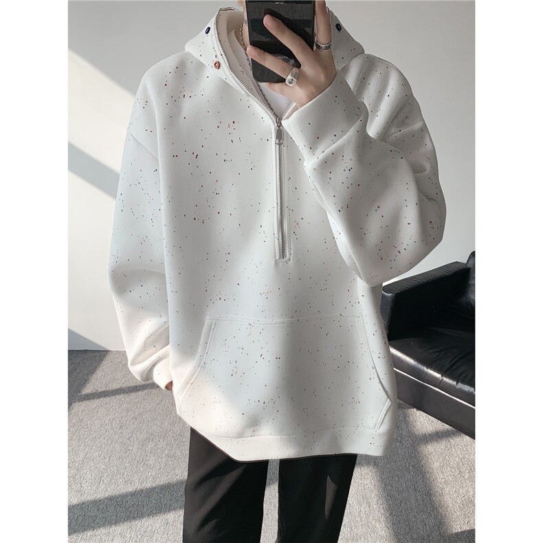 WY10181-特P55加绒特65重磅美式连帽大码卫衣半拉链外套男，女装短外套，电商A059