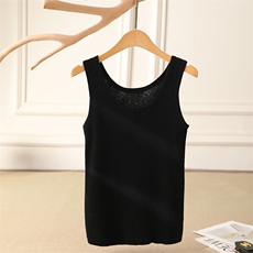 秋冬季35%简约休闲百搭时尚16针精纺四平无袖U领背心，女装背心吊带，云暖羊山羊绒