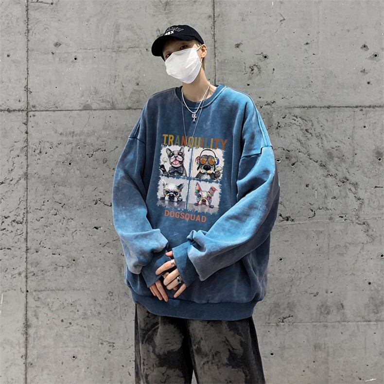 美式潮牌重磅水洗做旧连帽卫衣力推大码男XZ517A-2-Y7755-P58,男装卫衣,星座517A-2