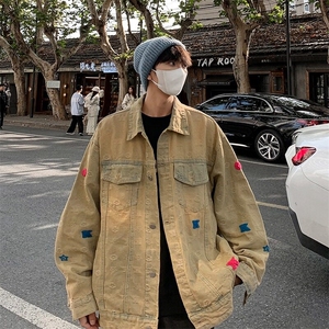 Mars网红美式街头黄泥水洗做旧复古牛仔衣 JK5526 P78图片